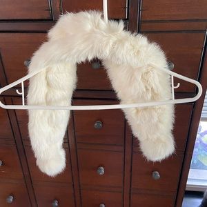 Rabbit fur white scarf neck wrap.